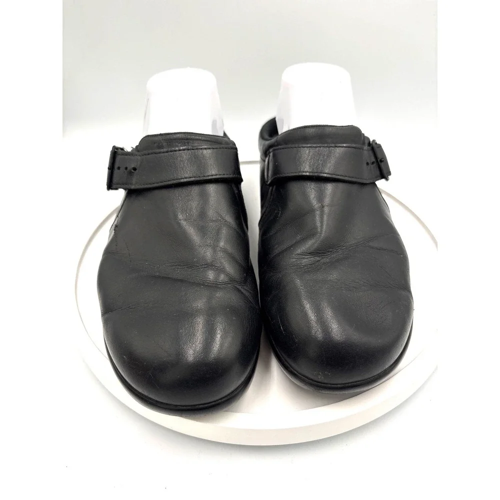 SAS Clogs 9 Men's Black Leather Professional Comfort Buckle Strap Mules 2079